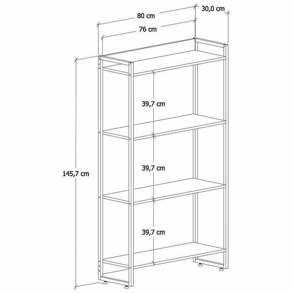 Imagem de Estante Livreiro Multi Dynamica Industrial 80Cm 4 Prateleiras C08 Preto Ônix