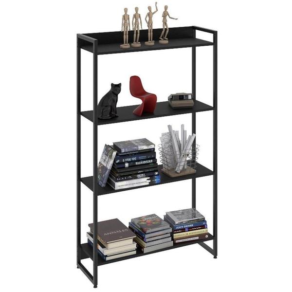 Estante Livreiro Multi Dynamica Industrial 80Cm 4 Prateleiras C08 Preto Ônix - MPOZENATO Imagem de Estante Livreiro Multi Dynamica Industrial 80Cm 4 Prateleiras C08 Preto Ônix