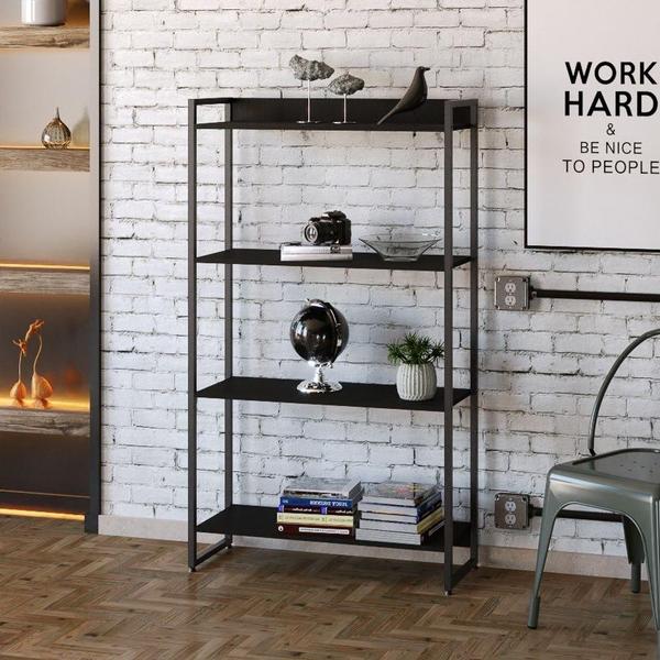 Estante Livreiro Multi Dynamica Industrial 80Cm 4 Prateleiras C08 Preto Ônix - MPOZENATO Imagem de Estante Livreiro Multi Dynamica Industrial 80Cm 4 Prateleiras C08 Preto Ônix