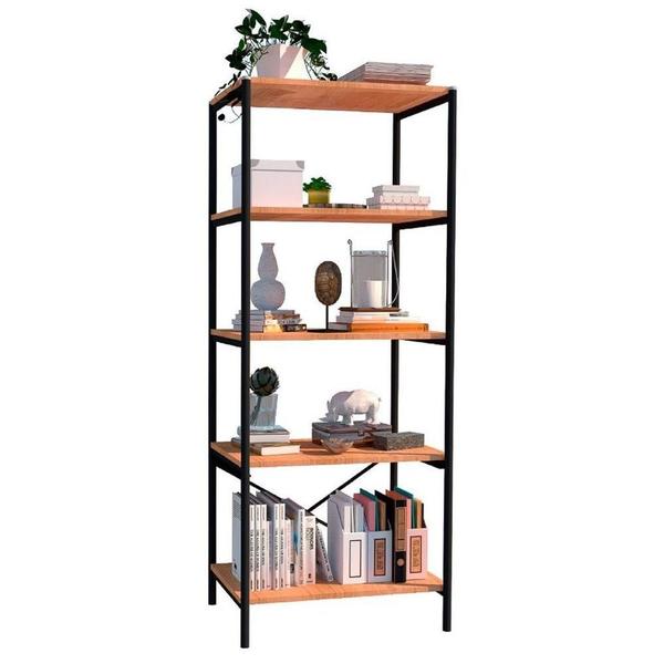 Imagem de Estante Livreiro Multi Estilo Industrial 150cm 5 Prateleiras Trento Preto Fosco