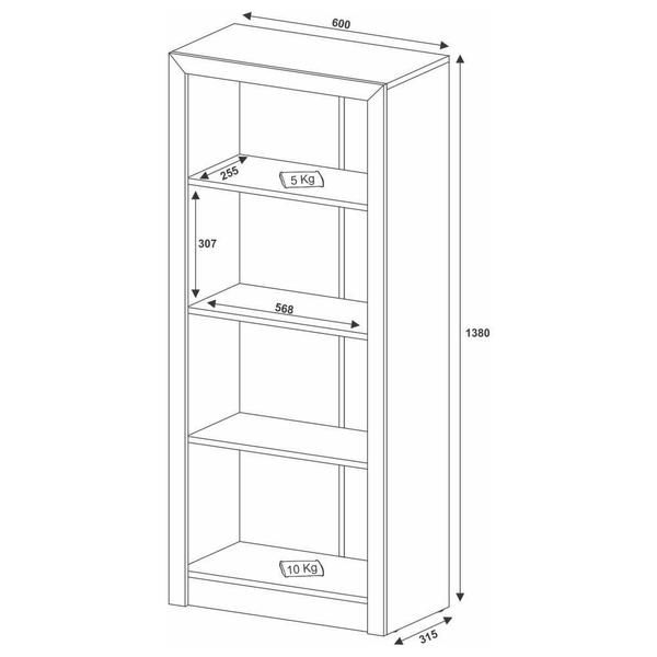 Imagem de Estante Livreiro Multiuso 4 Prateleiras Nogal Tecno Mobili