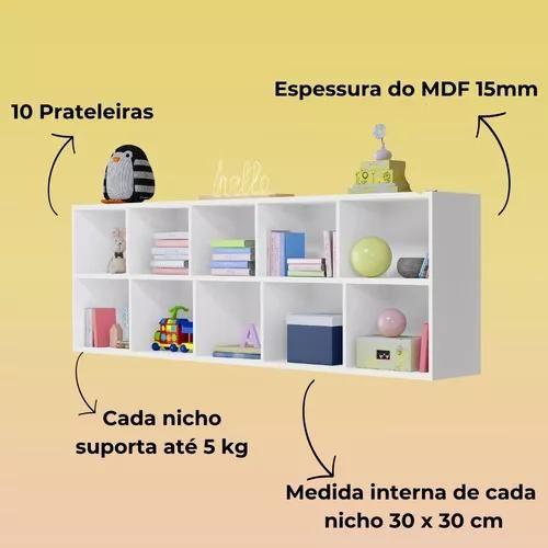 Imagem de Estante Livreiro Multiuso Com 10 Nichos Prateleiras 100% Mdf