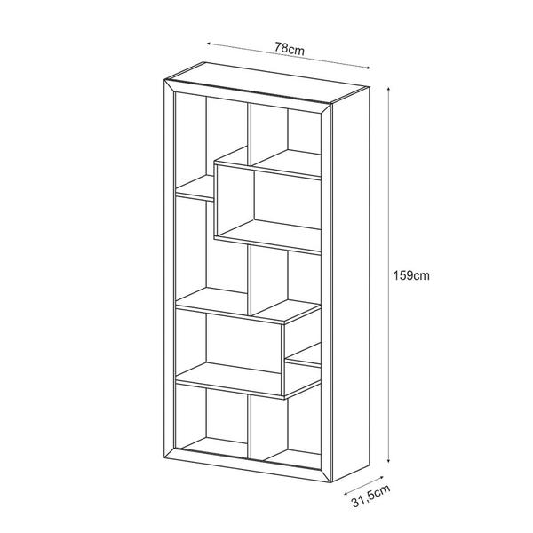 Imagem de Estante Livreiro Multiuso Com Nichos E1712 Carvalho  - Tecno Mobili