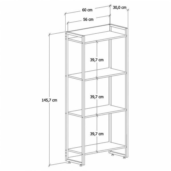 Imagem de Estante Livreiro Multiuso Dynamica Industrial 60cm 4 Prateleiras C08 Nogal