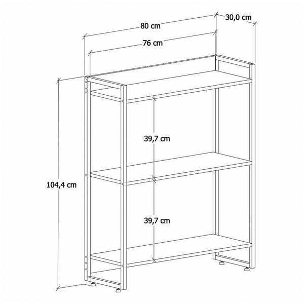 Imagem de Estante Livreiro Multiuso Dynamica Industrial 80cm 3 Prateleiras C08 Snow