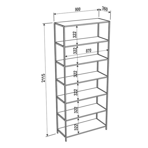 Imagem de Estante Livreiro Multiuso Steel Quadra 27809 6 Prateleiras Vermont/preto