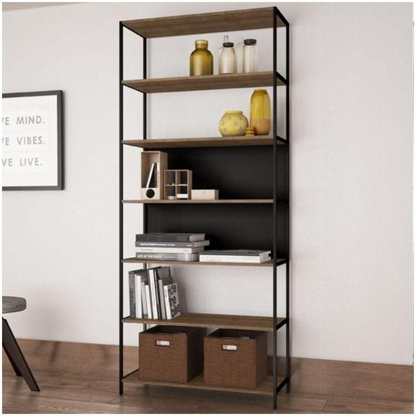 Imagem de Estante Livreiro Multiuso Steel Quadra 27809 6 Prateleiras Vermont/preto