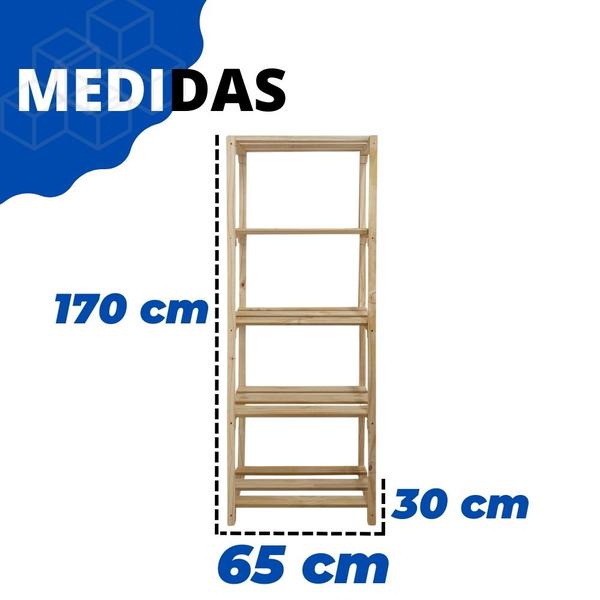 Imagem de Estante Livreiro Organizador Pinus Rústico 5 Andares Moderno