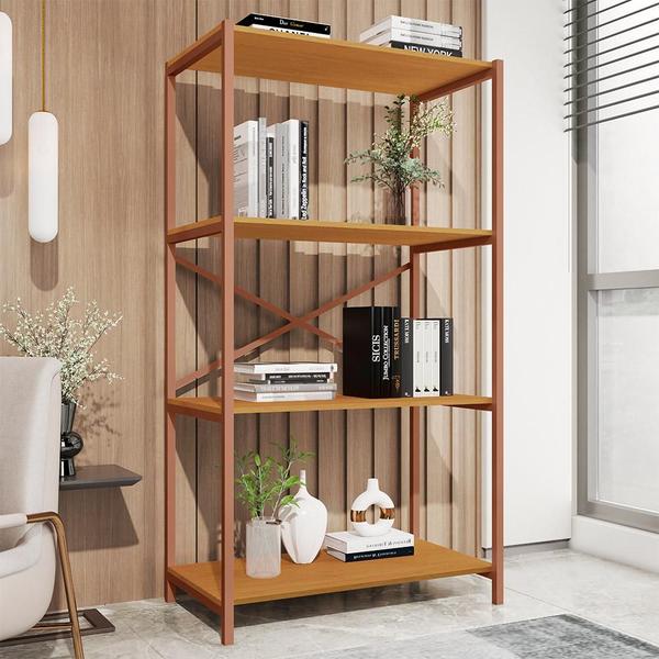 Imagem de Estante Livreiro Steel 90cm Estilo Industrial com Pés em Aço