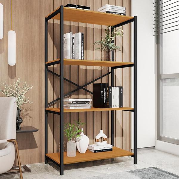 Imagem de Estante Livreiro Steel 90cm Estilo Industrial com Pés em Aço