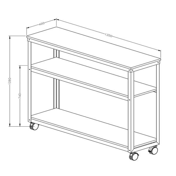 Imagem de Estante marelli movement 1200x400mm carvalho berlim com rodízios em branco