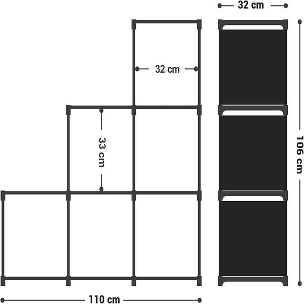 Imagem de Estante modular armario portatil organizador de obejtos roupas sapatos brinquedos preto 