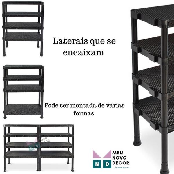 Imagem de Estante Modular Plástica Encaixe Multiuso Prateleira Preta