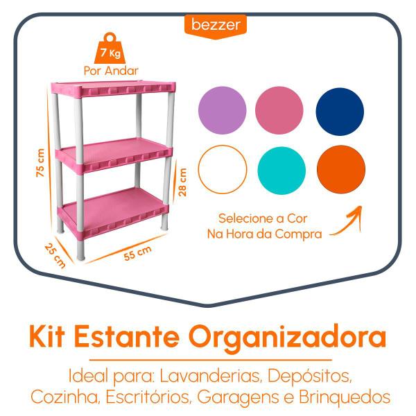 Imagem de Estante Modular Prateleiras 3 Andares Plástica Organizador Para Casa Escritório Banheiro Salão