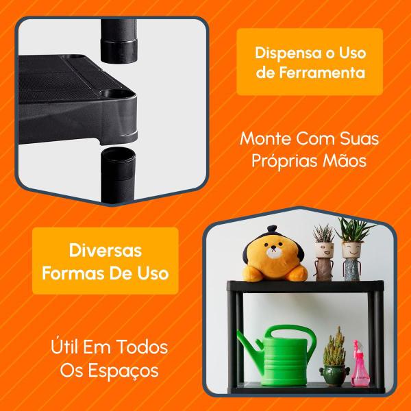 Imagem de Estante Modular Prateleiras 3 Andares Plástica Organizador Para Casa Escritório Banheiro Salão