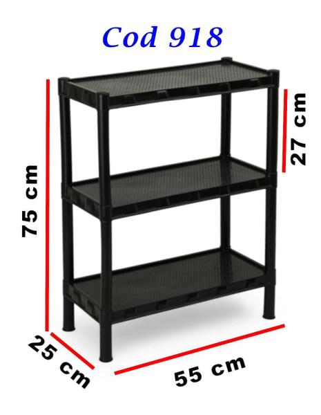 Imagem de Estante Modular Preta Com 3 Prateleiras Plástico Agraplast