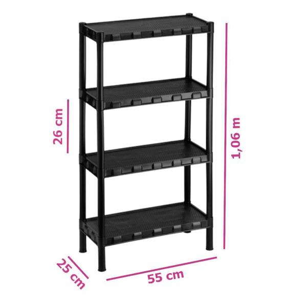 Imagem de Estante Modular Preta Com 4 Prateleiras Organizadoras