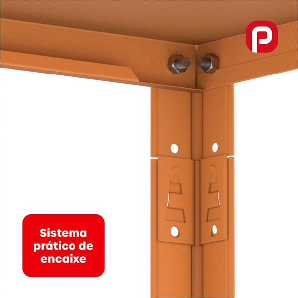 Imagem de Estante Montável de Aço Com 06 Prateleiras Com Reforço Pandin 1,75 X 0,30 m Laranja Picasso