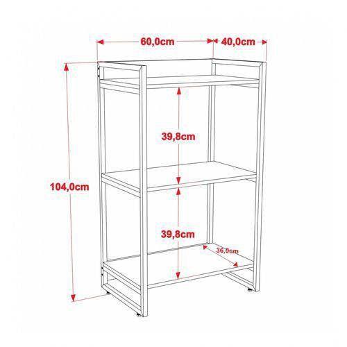 Imagem de Estante Multiuso 3 Prateleiras Escritório Estilo Industrial Form 104x60 cm Carvalho - Lyam Decor