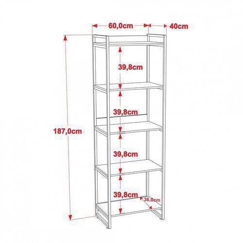Imagem de Estante Multiuso 5 Prateleiras Escritório Estilo Industrial Form 187x60 cm Carvalho - Lyam Decor