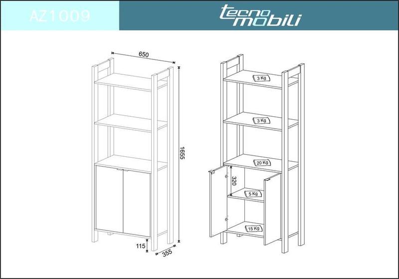 Imagem de Estante Multiuso com 2 Portas AZ1009 Branco/Nogal Tecnomobili