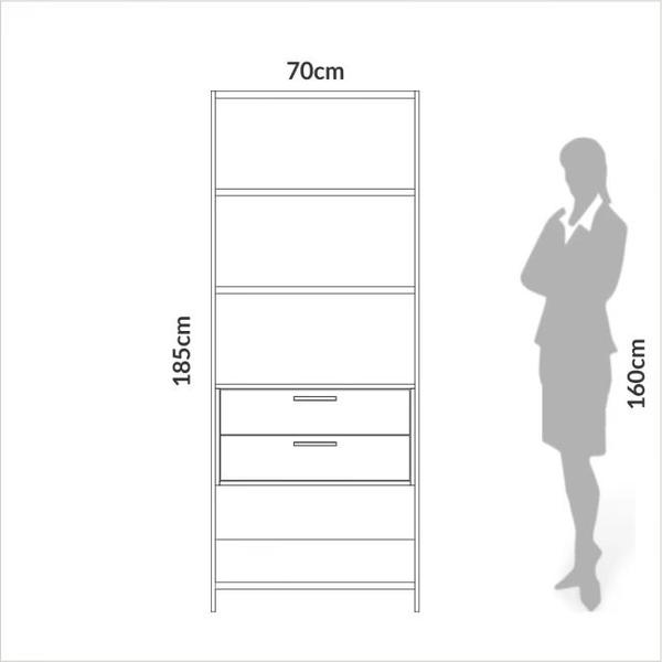 Imagem de Estante Multiuso Componível 73,5cm 5 prateleiras 2 gavetas 100% MDF E91 Dalla Costa