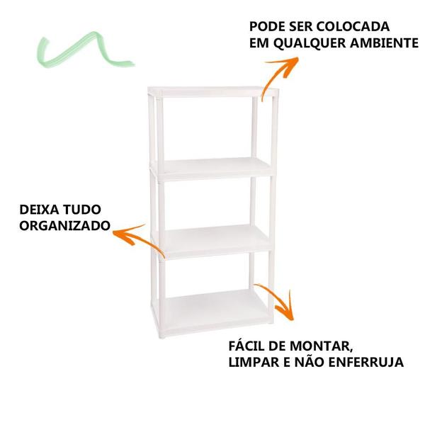 Estante Multiuso Desmontável Plástica 4 Prateleiras Ordene Imagem de Estante Multiuso Desmontável Plástica 4 Prateleiras Ordene