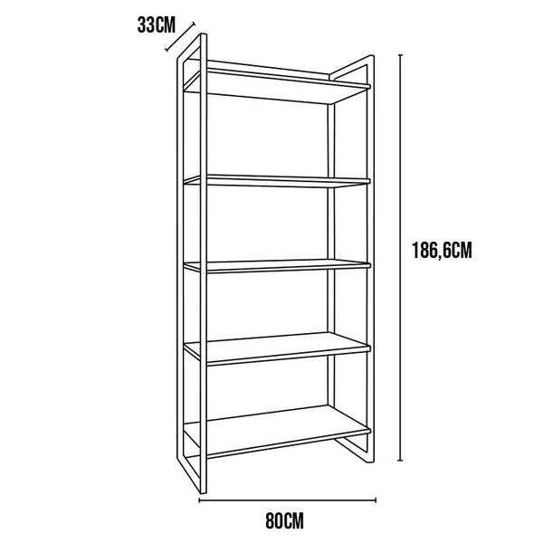 Imagem de Estante Multiuso Estilo 5 Prateleiras Castanho/Preto FdECOR