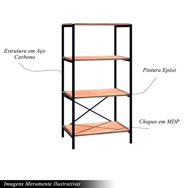 Imagem de Estante Multiuso Industrial Basilico 4 Prateleiras Preto/Demolição G79 - Gran Belo