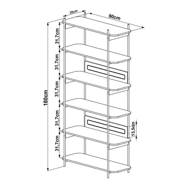 Imagem de Estante Multiuso Oslo 180 cm com 6 Prateleiras e Pé Metal