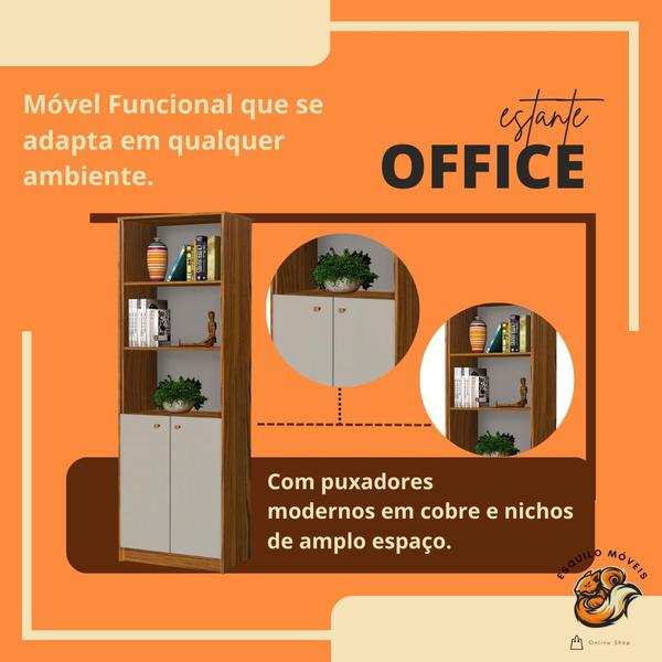 Imagem de Estante Office Multiuso Organizador Escritório Quarto Cozinha Off White Freijó