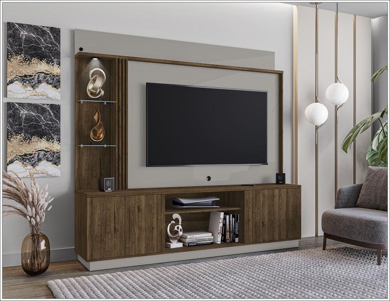 Imagem de Estante P/ TVs até 65 Polegadas 2 Portas Home Altanta  Ipe Off White Bechara