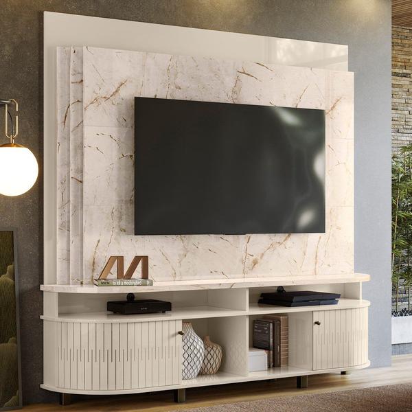 Imagem de Estante Painel de TV 65 Pol 183cm Ramona M01 Calacata/Off White - Mpozenato