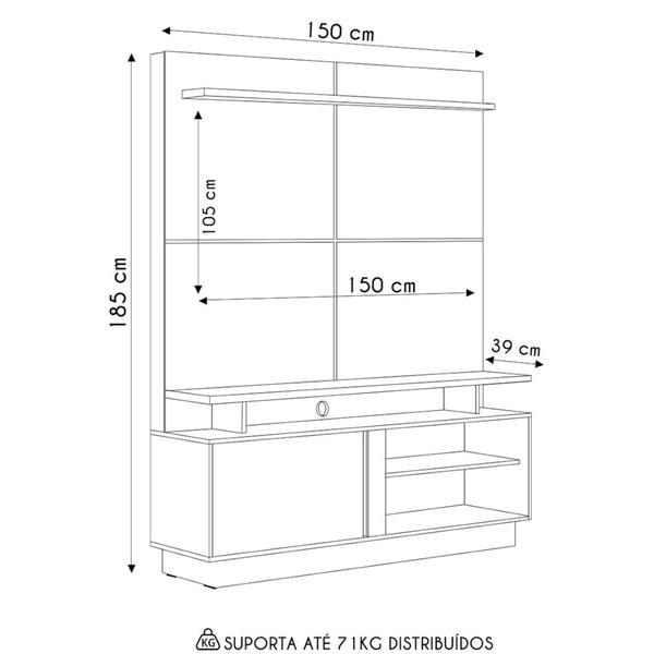 Imagem de Estante Painel Para TV 60 Pol 150cm Sena L06 Jatobá/Off White - Mpozenato