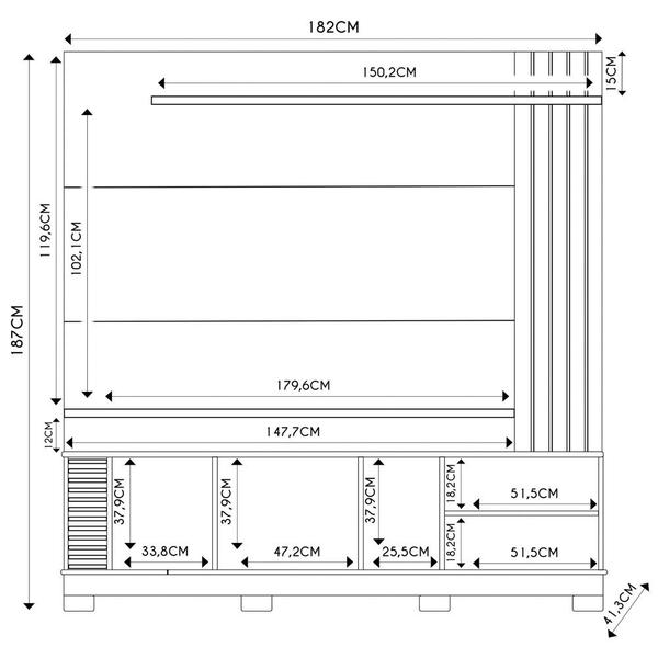 Imagem de Estante Painel para TV 75 Pol Madrid C05 Off White Matte/Freijó - Mpozenato