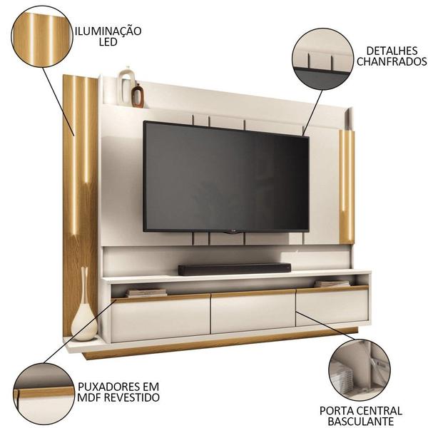 Imagem de Estante Painel para TV 75 Pol. Monzane H01 Off White/Cinamomo - Mpozenato