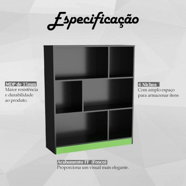 Imagem de Estante Para Escritorio Gamer B25 Preto Verde NOVAM