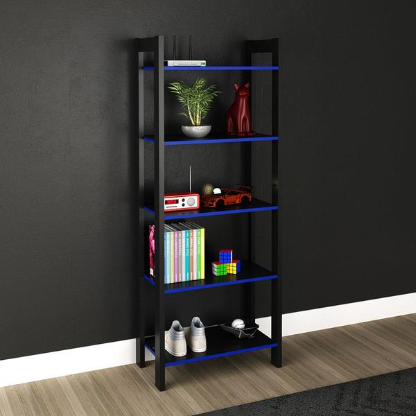 Imagem de Estante para Escritório Home Office Gamer ME4166 MDP Preto/Azul G69 - Gran Belo