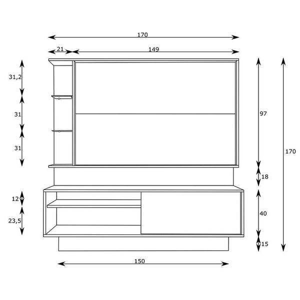 Imagem de Estante para Home Theater e TV até 55 Polegadas Bangkok Off White e Madeira 170 cm