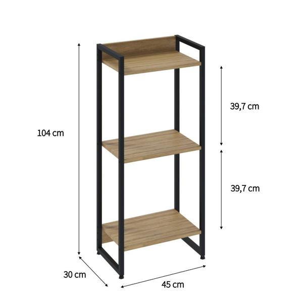 Imagem de Estante para Livro Industrial 3 Prateleiras 104cmx45cm