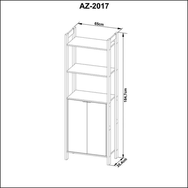 Imagem de Estante para Livros 2 Portas Embaixo 185cmx65cm Haia Yescasa