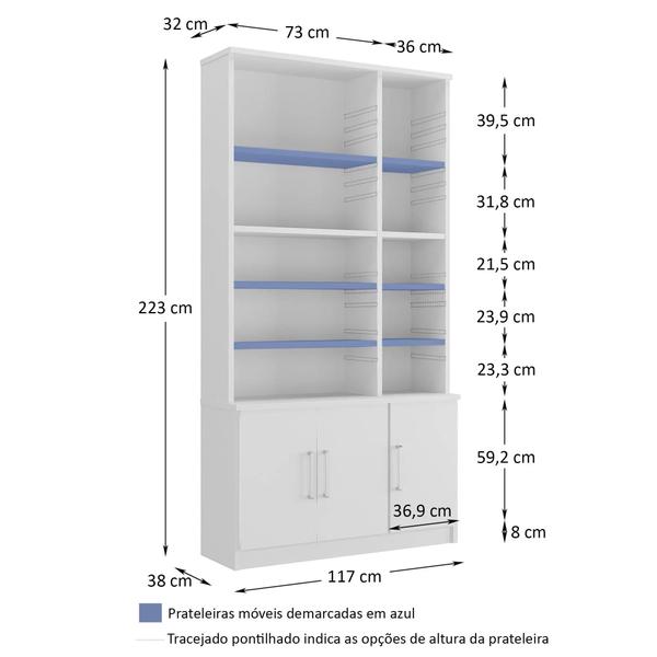 Imagem de Estante para Livros 3 Portas Moderno 223cmx117cm