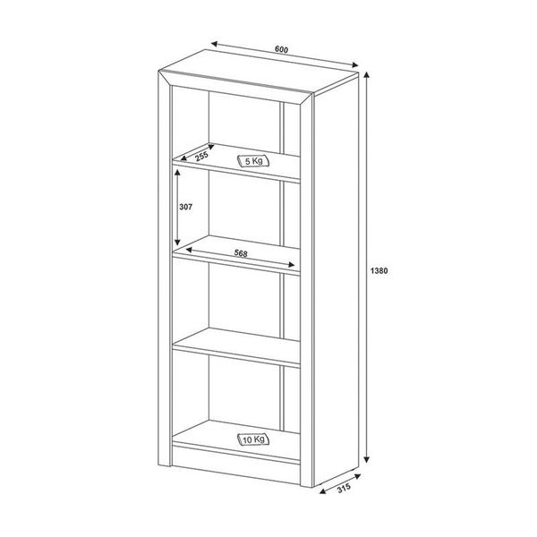 Imagem de Estante Para Livros 4 Prateleiras 60x138x31,5 cm Branco