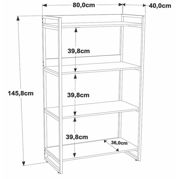 Estante para Livros 4 Prateleiras Nogal 8392 - Compace Imagem de Estante para Livros 4 Prateleiras Nogal 8392 - Compace