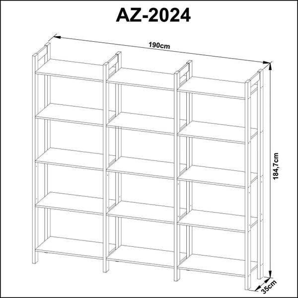 Imagem de Estante para Livros 5 Prateleiras 185cmx190cm Haia Yescasa