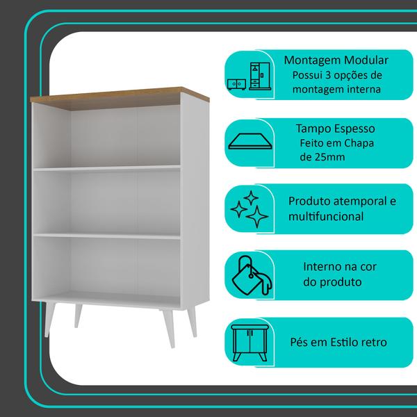 Imagem de Estante para Livros Ares Branco/Cinamomo - Moville