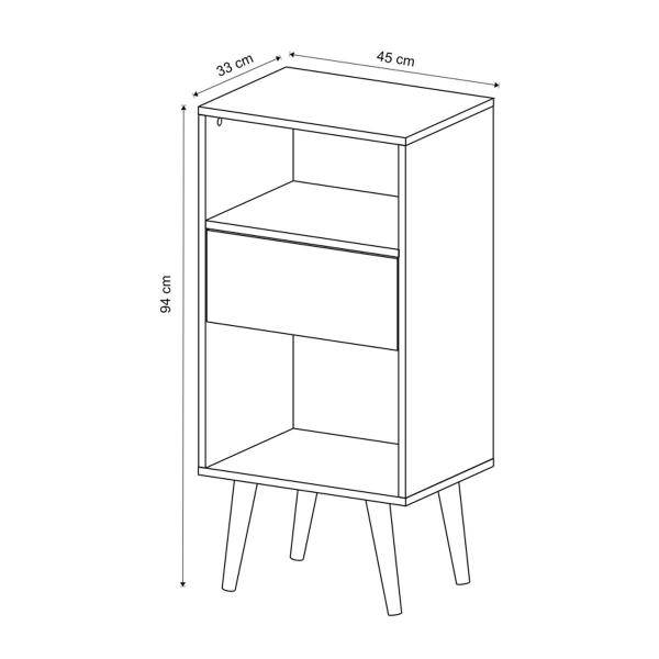 Imagem de Estante para Livros Baixa 1 Gaveta Natural/Off White E1715 - Tecno Mobili