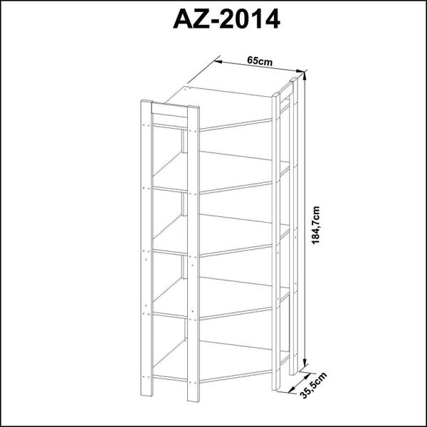 Imagem de Estante para Livros de Canto 5 Prateleiras 184,7cmx65cm Haia Yescasa