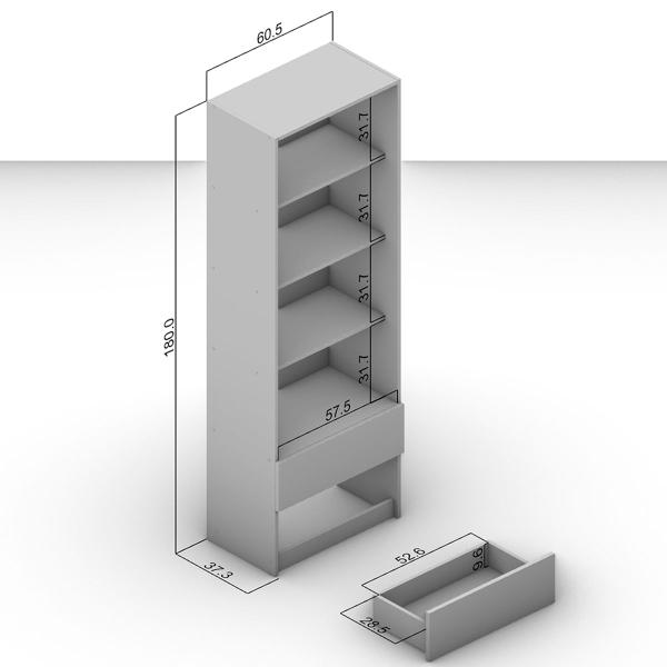 Imagem de Estante para Livros Domi 2 Gavetas Legno Salinas/Branco - Politorno