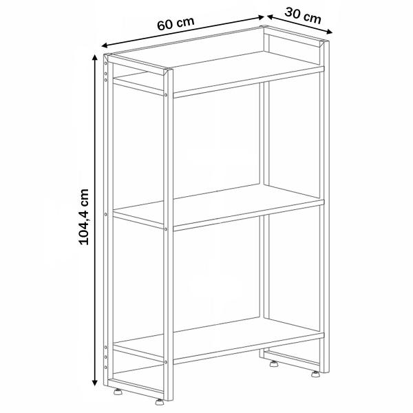 Imagem de Estante para Livros Dynamica 3 Prateleiras Nogal/Preto 11060 - Compace